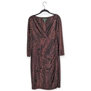 Lauren Ralph Lauren Rust and Black Long Sleeve Dress